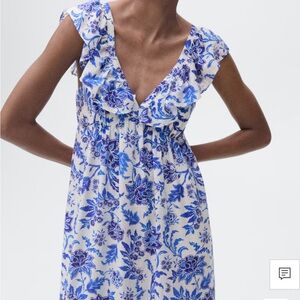 Mango White and Blue Floral Maxi Dress